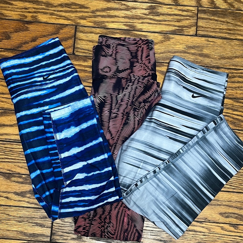 Nike Women’s  Leggings Set - Blue, Red, Gray 3/4 and Full Length Legend Dri-Fit